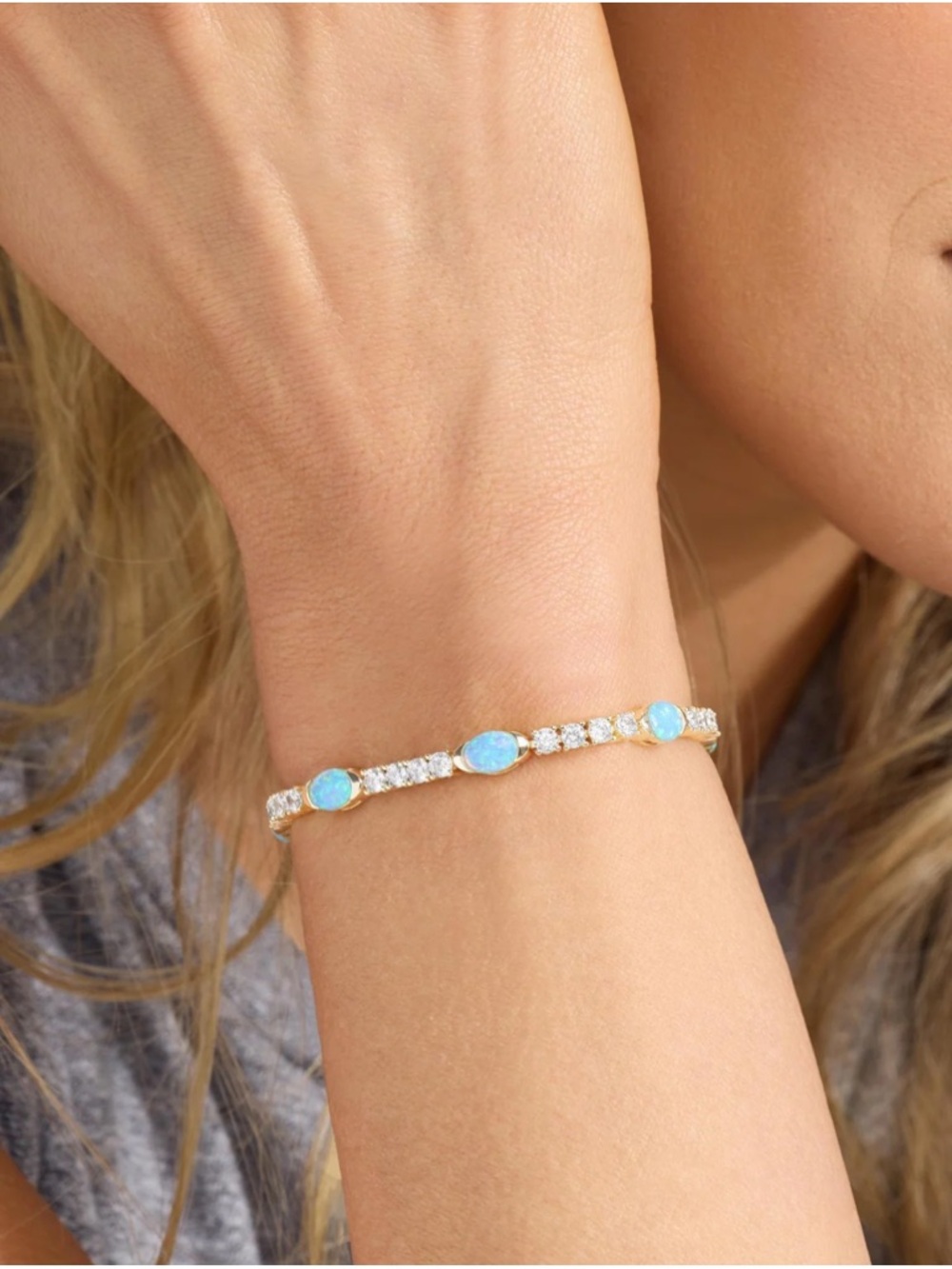 Melinda Maria Gold Bracelet with Blue Opal and Diamondette Stones - Picture 3 of 14
